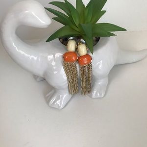 NWOT Charming Charlie Summer Spring Chic Casual Orange Gold Dangle Earrings